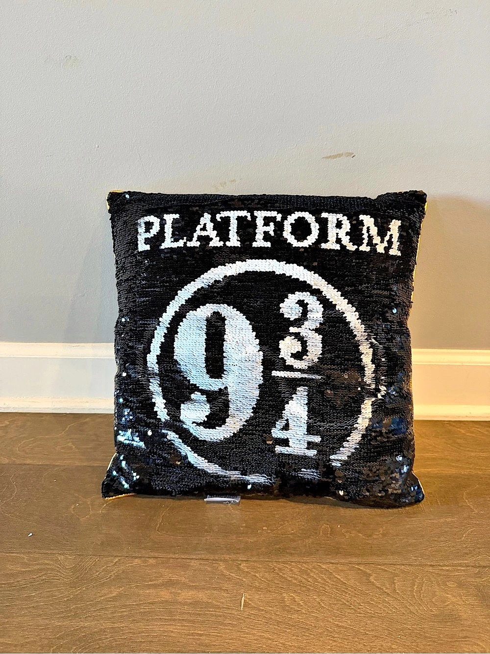 Plateform Platform 9 3/4 Sequin Accent Pillow in Black & White
